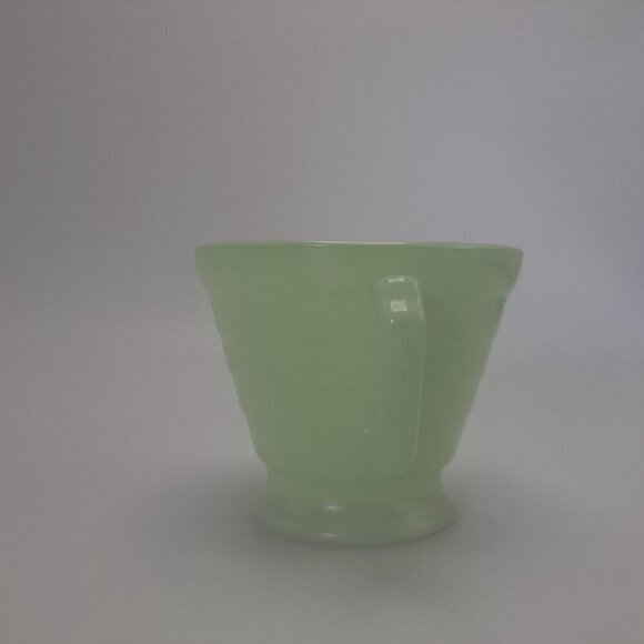 Hazel Atlas Moderntone Platonite Green Sugar Bowl Glass Double Handles - Picture 3 of 10